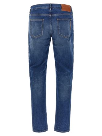 Dolce & Gabbana Logo-Embroidered Cotton Denim Jeans - Blue