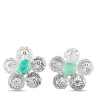 Luxury Bazaar 14K White Gold Turquoise and Crystal Earrings MF29-080726