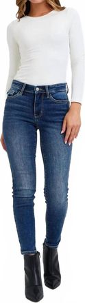 Judy Blue Jennifer Mid Rise Thermal Skinny Jeans In Dark Wash