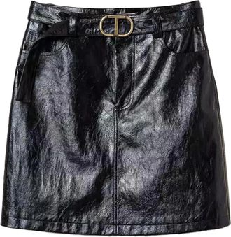 Twinset Imitatieleren minirok - Dames - Korte rokken - Zwart - M - Leer - Rokken