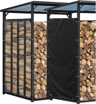 Quick Star Wetterschutz Set Seitlich 98 X 148 Cm, 2 Seiten F&uuml;r Kaminholzregal T/h 100 X 185 Cm, Pvc Transparent