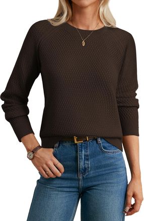 Grace Karin Womens Jumpers Long Sleeve Merino Wool Blend Sweater Crew Neck Classic Knitwear for Fall Winter Coffee XL