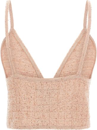 Alessandra Rich Sequin-Embellished Wool Blend Tank Top - Pink