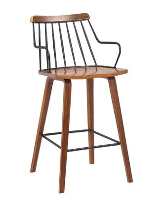 Armen Living Micah Walnut And Metal Modern 26In Counter Height Bar Stool