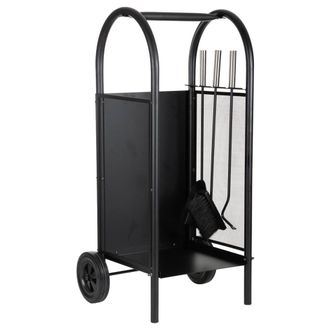 Wanderlust Deco Wanderlust Deco - Le&ntilde;ero De Metal Con Herramientas De Chimenea Negro 35x32x81