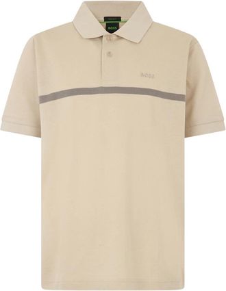 HUGO BOSS Polo shirt met korte mouwen en logo - Heren - Polos - Beige - 2XL - Katoen - Tops