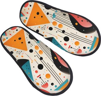 Generic Fuzzy Slippers Geometric Chemistry Math Abstract Portable Fluffy Slippers Lightweight Indoor Shoes For Winter Hotel Home L