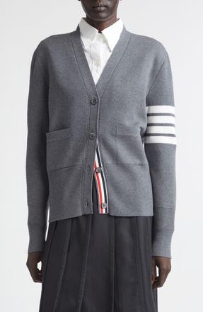 Thom Browne 4-Bar Merino Wool Cardigan in Med Grey at Nordstrom, Size 0 Us