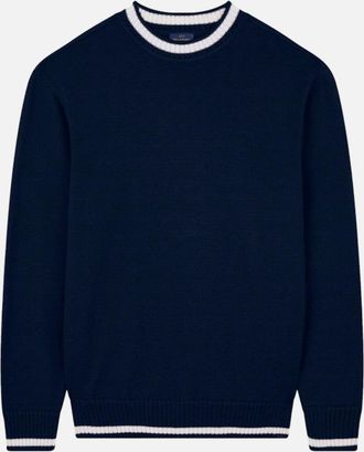 Paul & Shark Mens Paul & Shark Crew Neck Wool Sweater 050 Navy - Size: 40