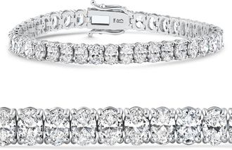 Pompeii3 7 - 21Ct TW Oval Diamond Tennis Bracelet 14k Gold 7 Lab Grown