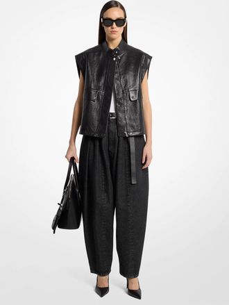 Michael Kors Oversized Washed Leather Vest