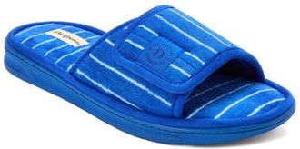 Dearfoams Collin Terry Adjustable Shower Slide Slipper in Blue Stripe at Nordstrom, Size X-Large