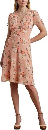 Lauren Ralph Lauren Floral Georgette Short-Sleeve Dress Womens Dress Pink : 16, Polyester