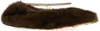 Stella McCartney Womens Ballerina Fff Mink Plush Fabric W- Chain Detail Coffee Lin: Polyurethane Ballerine Flat Shoes