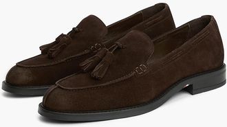 Tommy Hilfiger Mens Suede Tassel Loafer - Chocolate - US 11.5 / EU 45