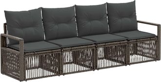 vidaXL Conjunto De Sof&aacute;s De Jard&iacute;n 4 Uds. Gris Rat&aacute;n Sint&eacute;tico Vidaxl