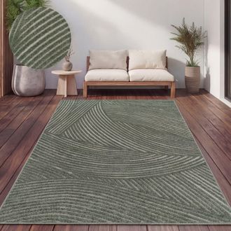 Paco Home Paco Home - Alfombra Salon De Habitacion Cocina Exterior Terraza Jardin Nordica Boho Chic 120x170 Cm, Verde 2