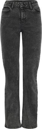 Pieces Pckelly Mw Straight Jeans Dg202 Noos, Dark Grey Denim, 28W x 30L