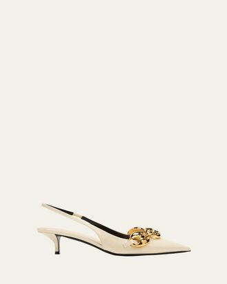 Gucci Marina Patent Chain Slingback Pumps