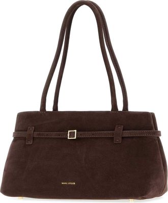 Manu Atelier Womens Brown Suede Le Cambon East West Shoulder Bag Deepbrown Borse A Mano