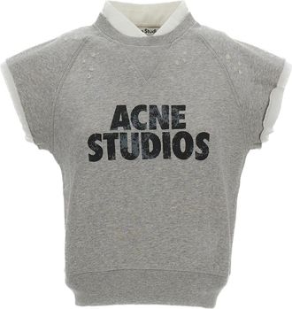 Acne Studios Cropped Short-Sleeved Top with Distressed Accents