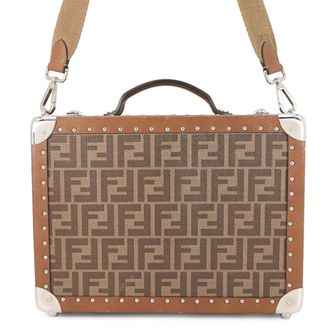 Fendi Zucca Brown Pvc Leather Boston Bag (Pre-Owned)