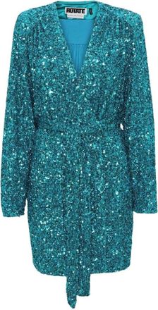 Rotate Feestjurk voor gelegenheid - Dames - Feestkleedjes - Blauw - XS - Pailletten - Kleedjes