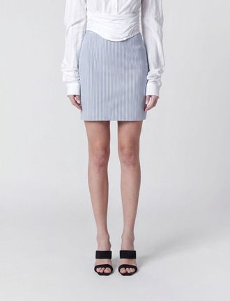 Vivienne Westwood Minigonna a tubino in cotone a righe con vita alta