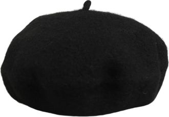 Dolce & Gabbana Franse Stijl Baret Capello Hoed - Dames - Hoeden - Zwart - ONE Size - Wol - Accessoires