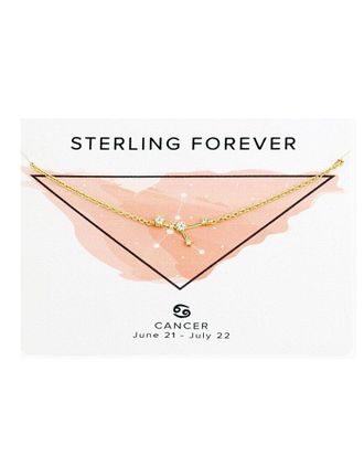 Sterling Forever 14K Plated Cz Cancer Delicate Constellation Necklace