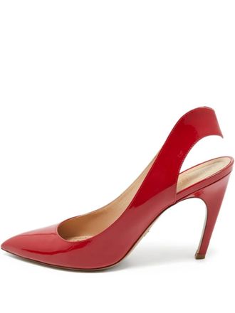 Dior pointed patent leather slingback pumps - Red