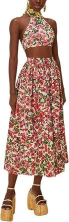 Farm Rio Halftone Pink Bougainvillea Maxi Skirt