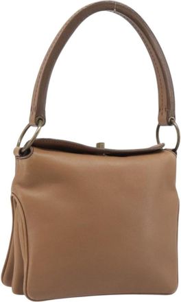 Miu Miu Beau Top Handle Leather Brown Leather Handbag (Pre-Owned)
