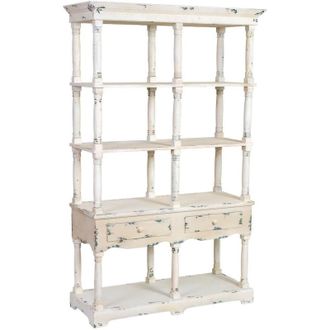 Wanderlust Deco Estanter&iacute;a De Madera Blanca Envejecida 129.5x49.5x207h Cm