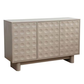 Oviala Aparador rectangular moderno de 3 puertas L124 cm beige