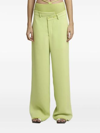 Gloria Coelho asymmetric wide-leg trousers - women - Polyester - 42 - Green