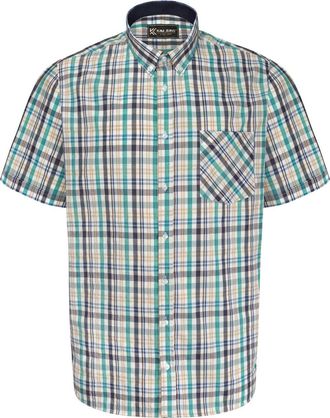 KAM Mens Casual Short Sleeve Check Shirt - Blue - 4XL