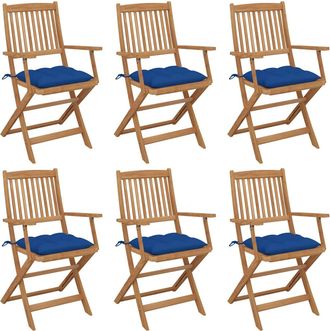 vidaXL Vidaxl - Sillas De Jard&iacute;n Plegables 6 Uds Y Cojines Madera Maciza Acacia