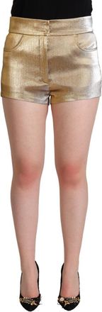 Dolce & Gabbana Metallic Gold Cotton Mid Waist Hot Pants Womens Shorts