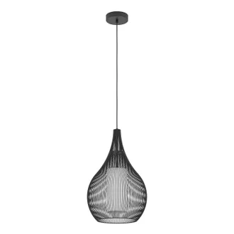 Eglo Eglo - Lampadario A Sospensione Contemporaneo Razoni 1 Acciaio Nero Vetro 1 Luce E27