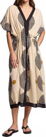 Velvet Kaftan Midi Dress In Neutral