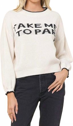 Vintage Havana Take Me To Paris Sweater In Ivory With Black