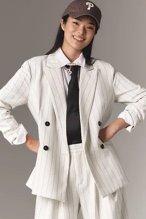 Maeve The Rue Oversized Double Breasted Blazer Jacket