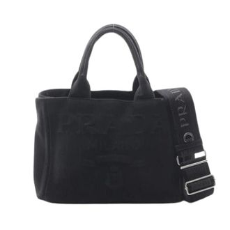 Prada Pre-owned Tote Bags, female, Black, Size: ONE SIZE Pre-owned Vintage Canvas Tote Bag