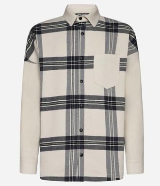 Palm Angels Off White Check Logo Overshirt