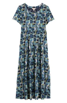 Seasalt Cornwall Veronica Floral Stretch Organic Cotton Midi Dress in Floral Splice Sardine at Nordstrom, Size 10 Us