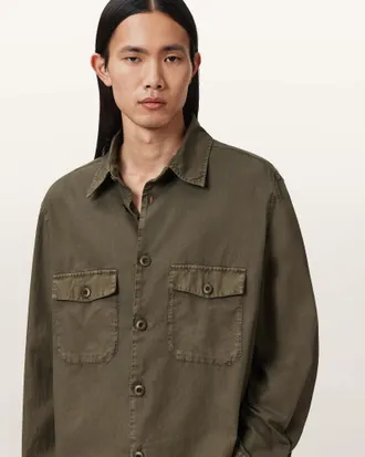 AllSaints Cotton Strand Relaxed Fit Shirt, Size: XXL
