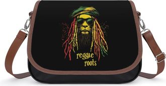 Generic Reggae Lion Rasta Crossbody Bag Womens Handbag PU Message Bags Shoulder Purse with Adjustable Strap