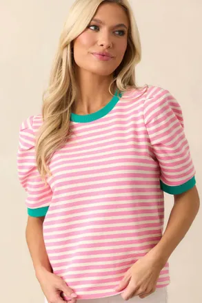 Entro Beka Top In Pink Stripe
