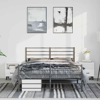 Berkfield Home Metal Bed Frame with Headboard & Footboard Black 135x190 cm Double